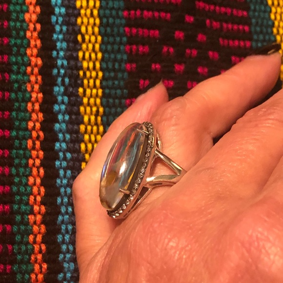 Graziela Gems Abalone Doublet & White Zircon Ring - Picture 3 of 6